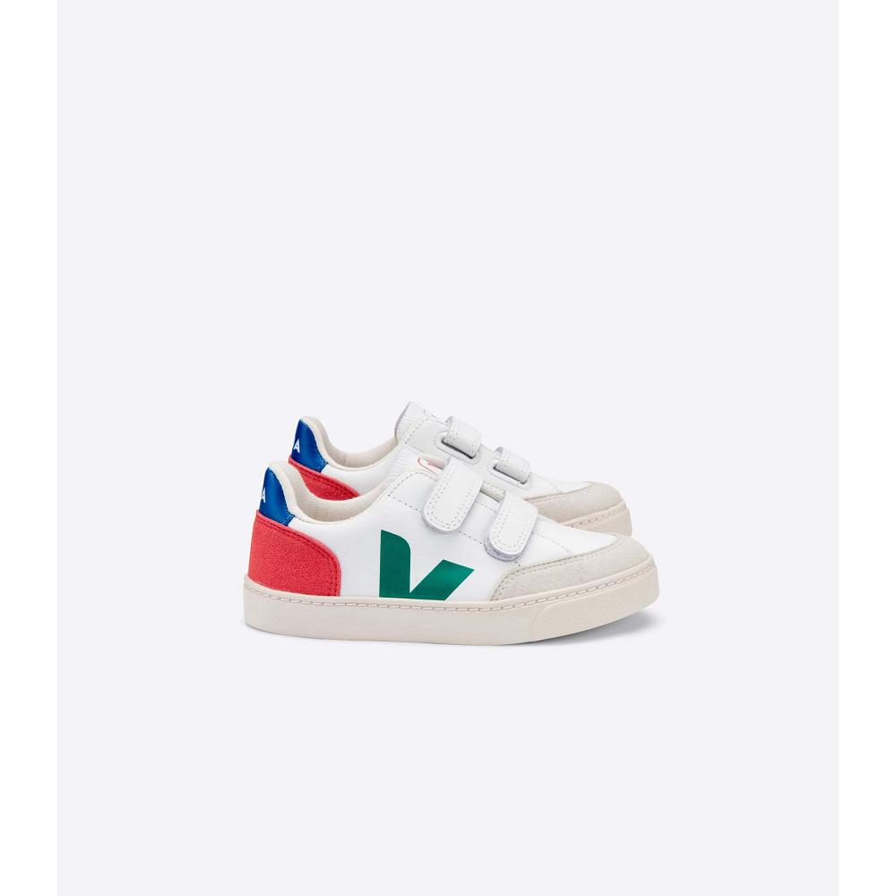 Veja V-12 LEATHER Tenisky Detske White/Red | SK 883FDN